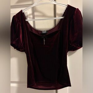 Burgundy velvet top from Hot Topic
